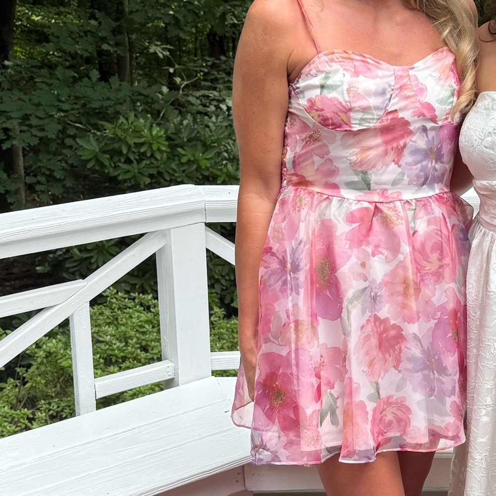 Pink Floral Organza Dress